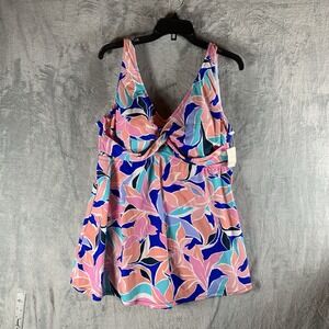 Raisins Women's Swimsuit 20W Swimdress Lucia Plus‎ Pink Floral Tummy Control NWT